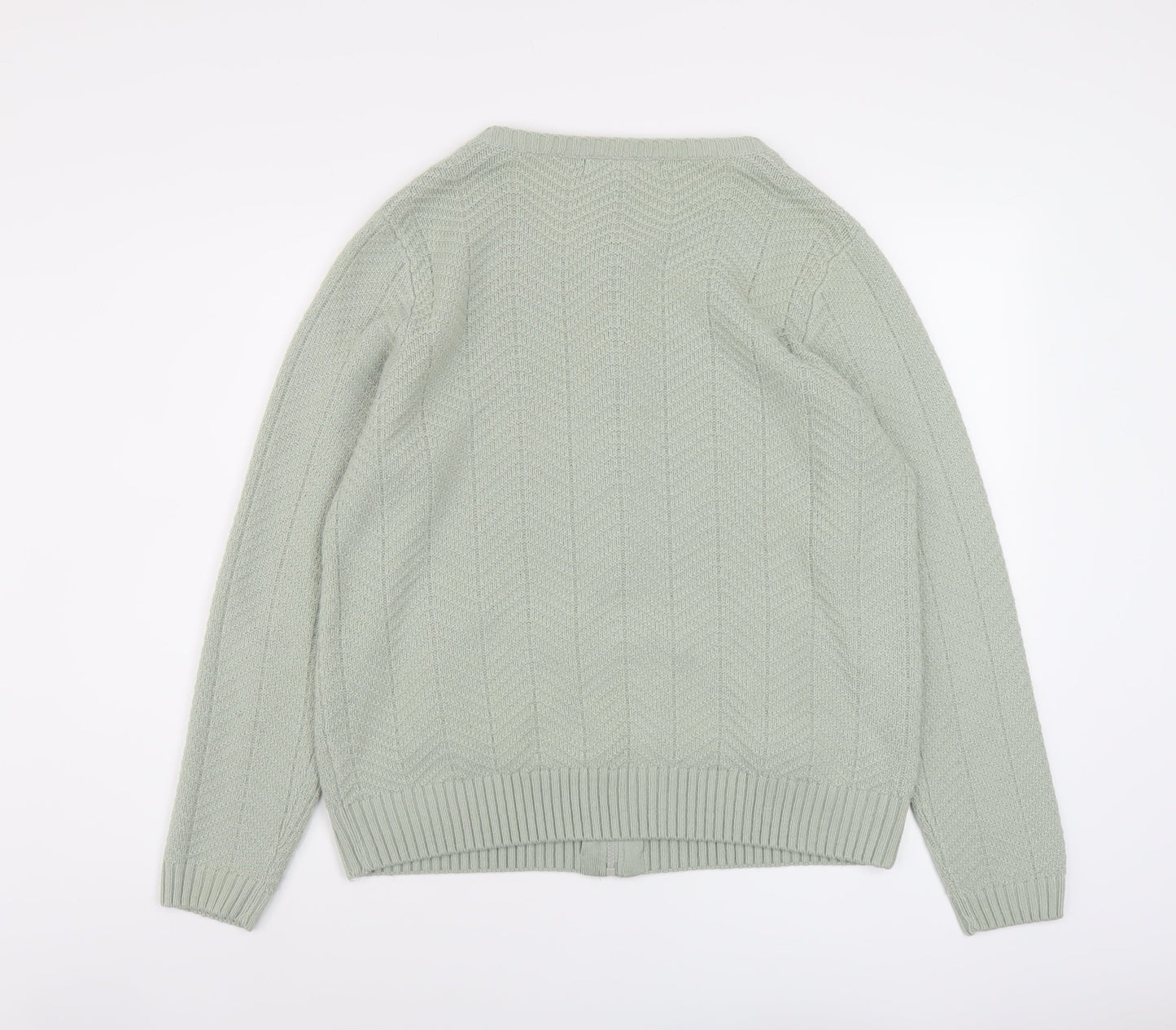 EWM Womens Green Round Neck Acrylic Full Zip Jumper Size 18