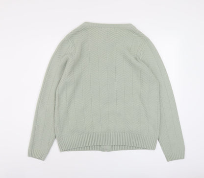 EWM Womens Green Round Neck Acrylic Full Zip Jumper Size 18