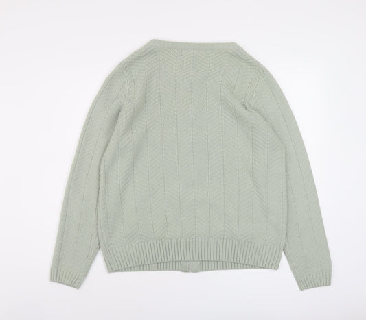 EWM Womens Green Round Neck Acrylic Full Zip Jumper Size 18