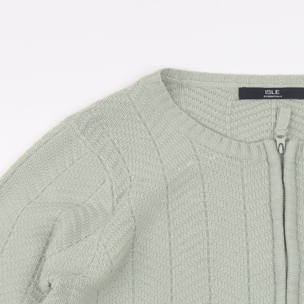 EWM Womens Green Round Neck Acrylic Full Zip Jumper Size 18