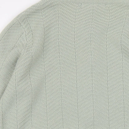 EWM Womens Green Round Neck Acrylic Full Zip Jumper Size 18
