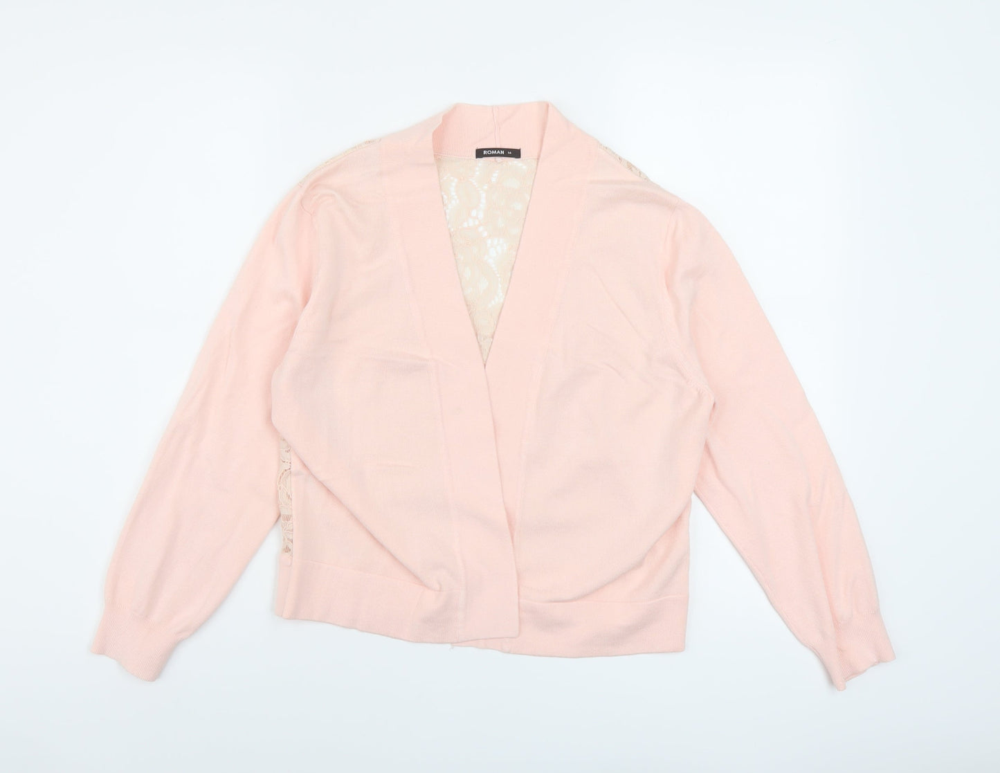 Roman Womens Pink V-Neck Viscose Cardigan Jumper Size 14