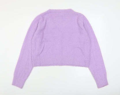 Kaisley Womens Purple V-Neck Nylon Cardigan Jumper Size L