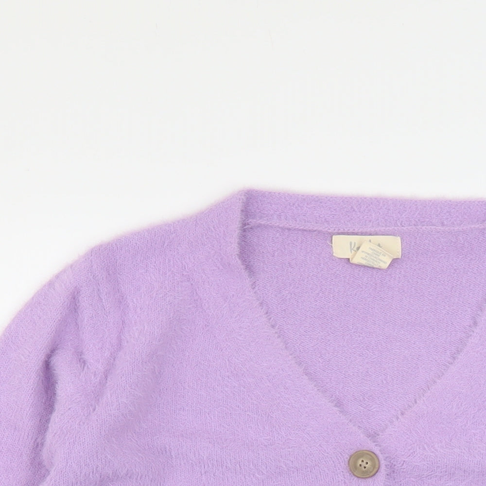 Kaisley Womens Purple V-Neck Nylon Cardigan Jumper Size L