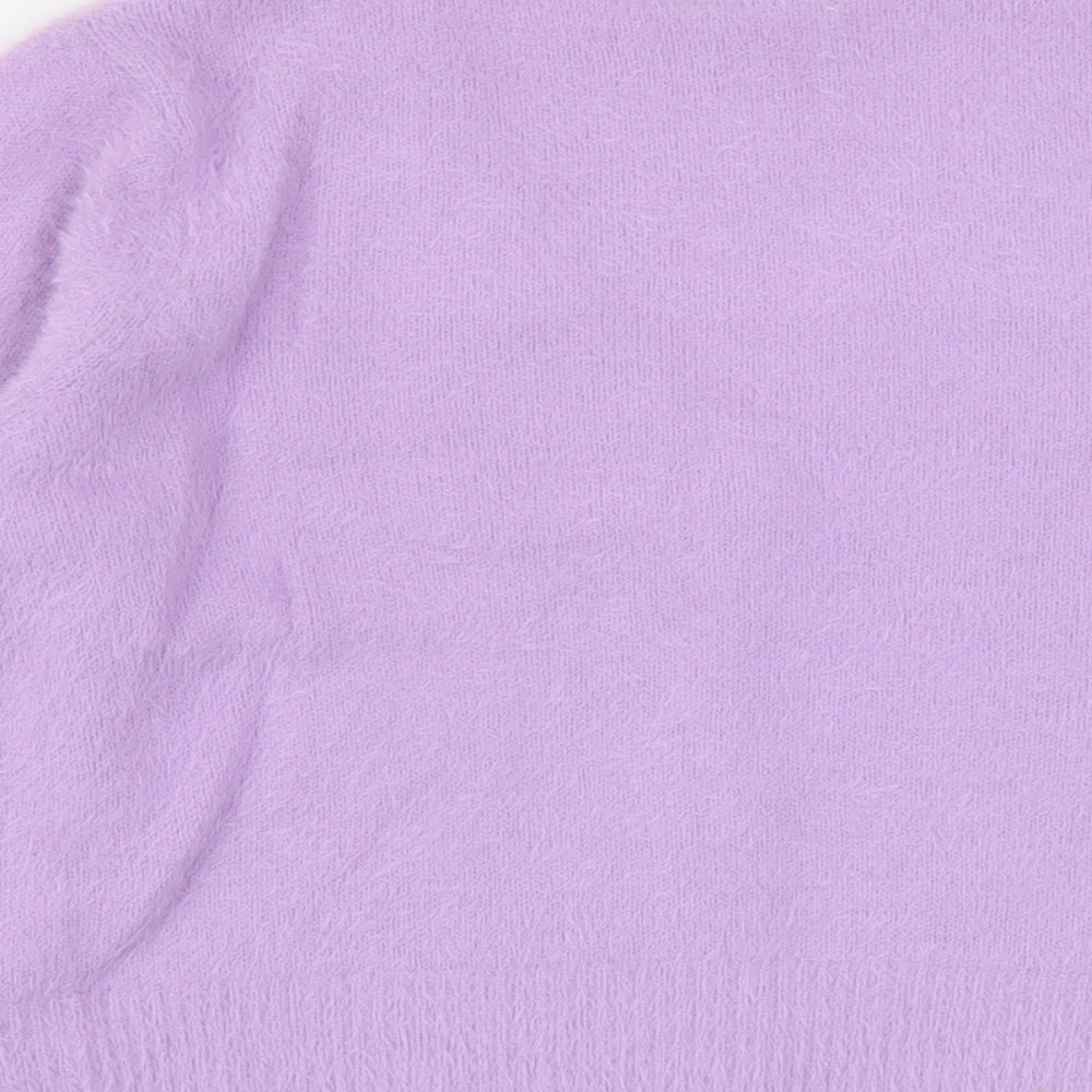 Kaisley Womens Purple V-Neck Nylon Cardigan Jumper Size L