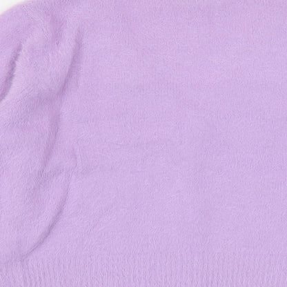 Kaisley Womens Purple V-Neck Nylon Cardigan Jumper Size L
