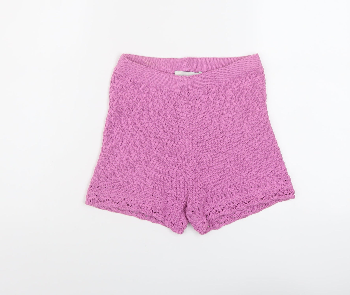 Pull&Bear Womens Purple Acrylic Basic Shorts Size M L4 in Regular Pull On