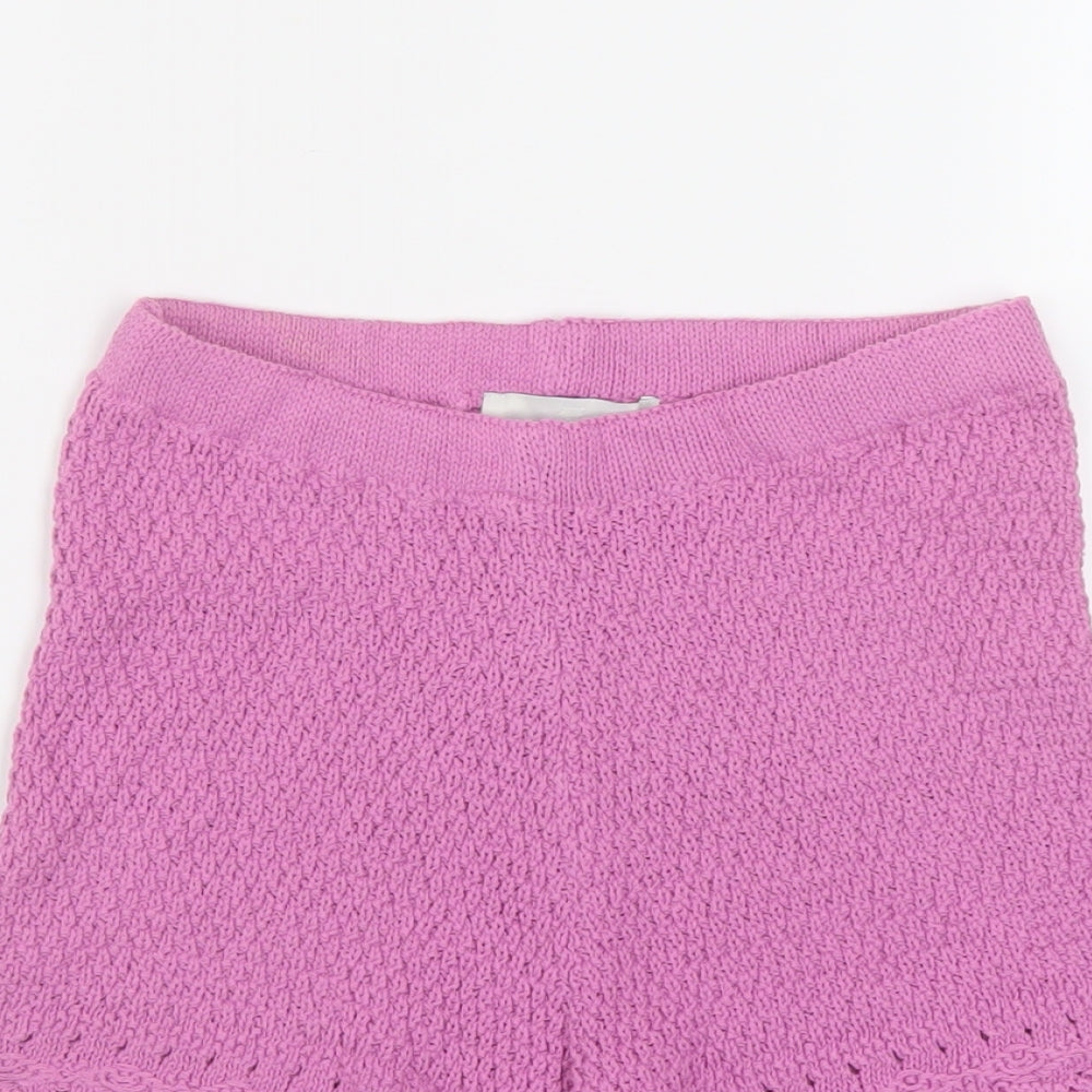 Pull&Bear Womens Purple Acrylic Basic Shorts Size M L4 in Regular Pull On