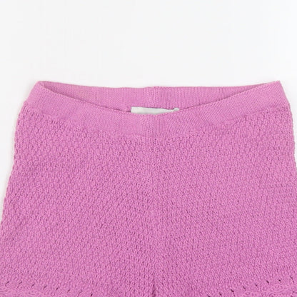 Pull&Bear Womens Purple Acrylic Basic Shorts Size M L4 in Regular Pull On