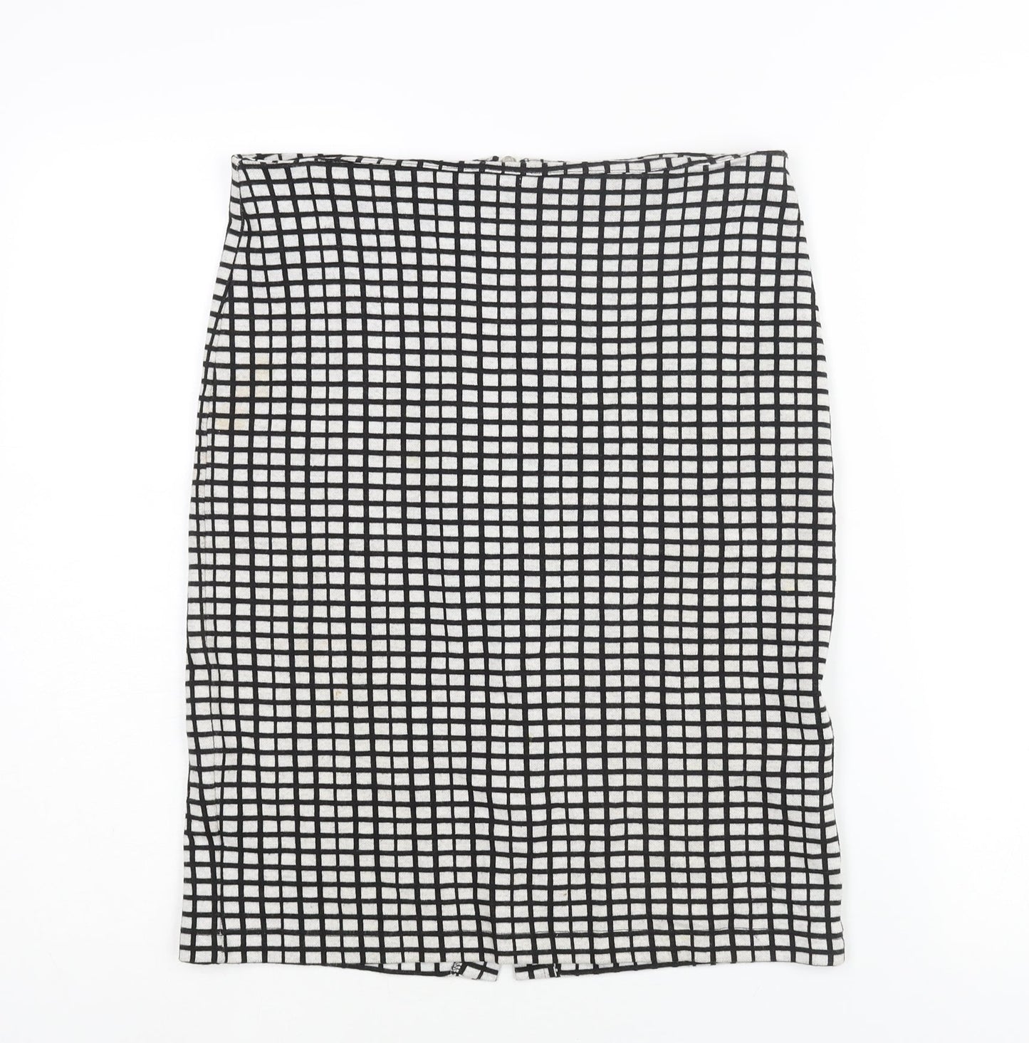 Soaked Womens Black Check Cotton Straight & Pencil Skirt Size S Zip