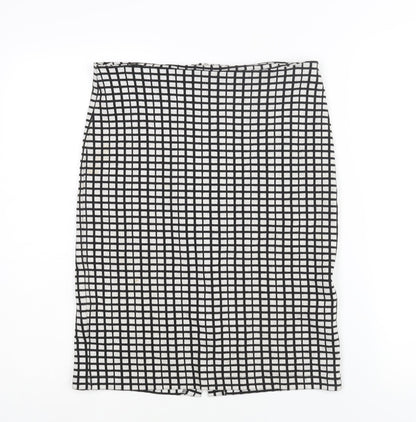 Soaked Womens Black Check Cotton Straight & Pencil Skirt Size S Zip