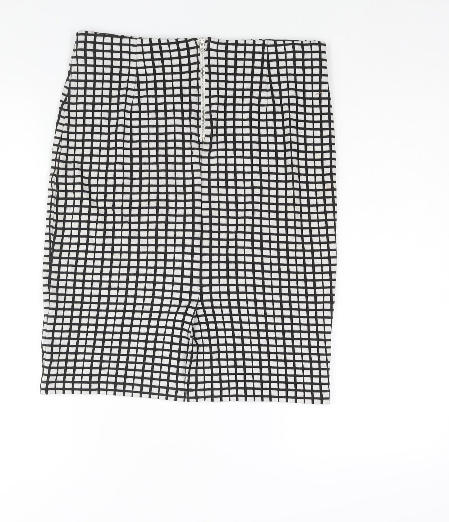 Soaked Womens Black Check Cotton Straight & Pencil Skirt Size S Zip