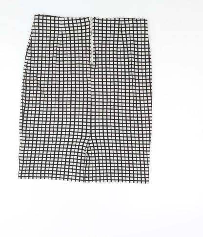 Soaked Womens Black Check Cotton Straight & Pencil Skirt Size S Zip