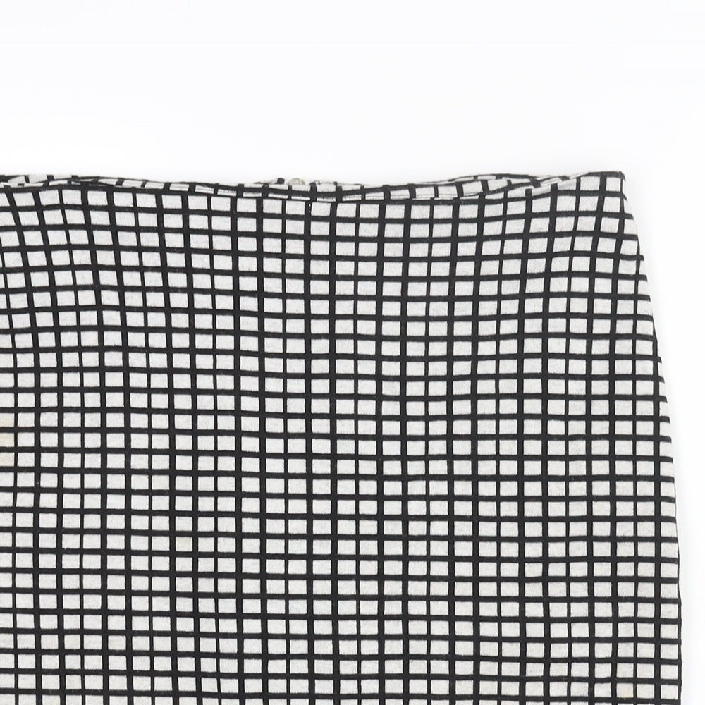 Soaked Womens Black Check Cotton Straight & Pencil Skirt Size S Zip