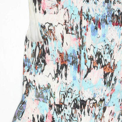 French Connection Womens Multicoloured Geometric Viscose A-Line Size 10 Round Neck Zip