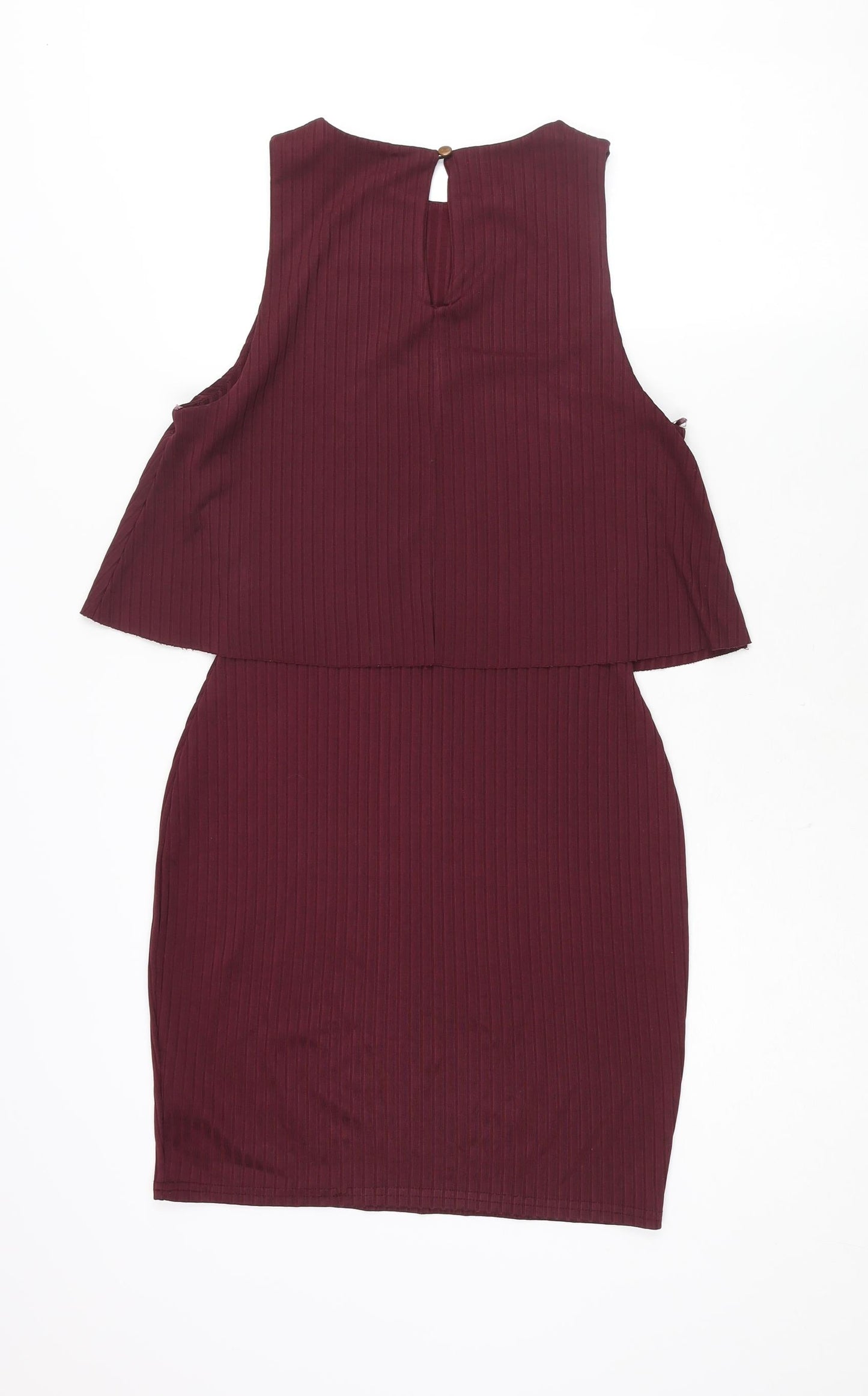 River Island Womens Purple Polyester Shift Size 10 Round Neck Button - Ribbed