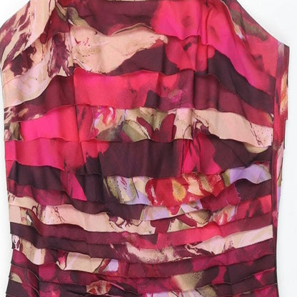 Condici Womens Pink Geometric Polyester Shift Size 8 Square Neck Zip - Layered Frill