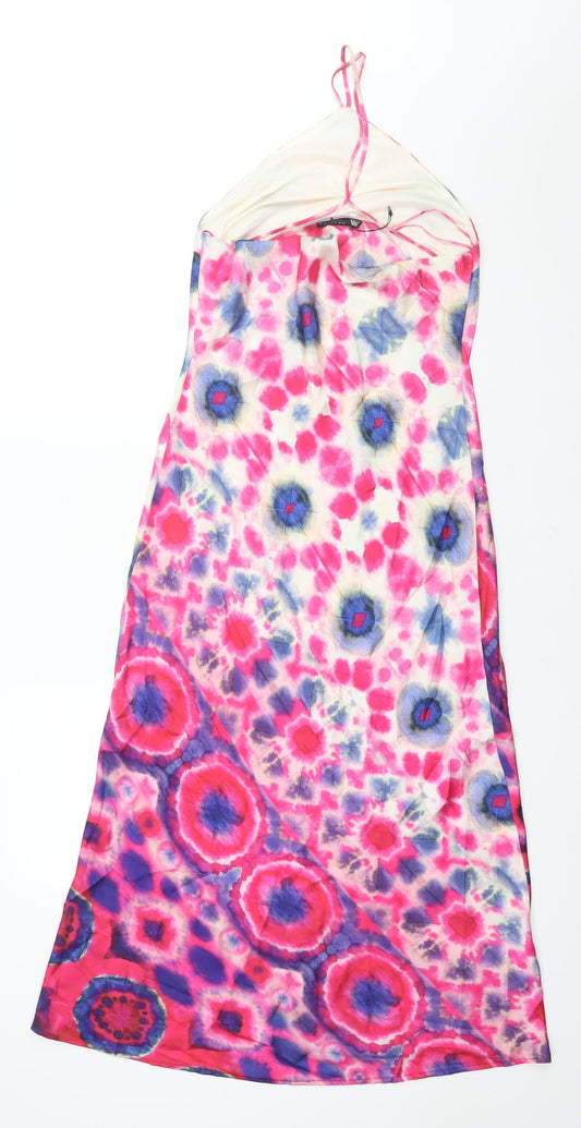 Zara Womens Multicoloured Geometric Polyester Maxi Size M Halter Pullover