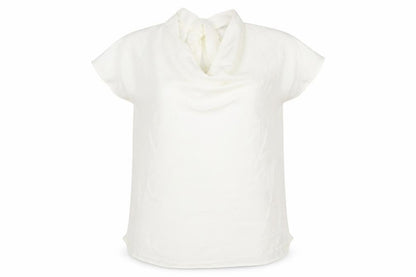 Zara Womens Ivory Polyester Basic Blouse Size L Cowl Neck