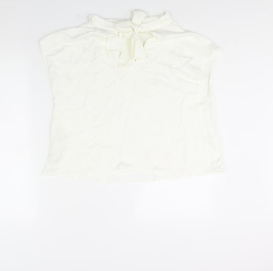 Zara Womens Ivory Polyester Basic Blouse Size L Cowl Neck