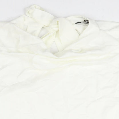 Zara Womens Ivory Polyester Basic Blouse Size L Cowl Neck