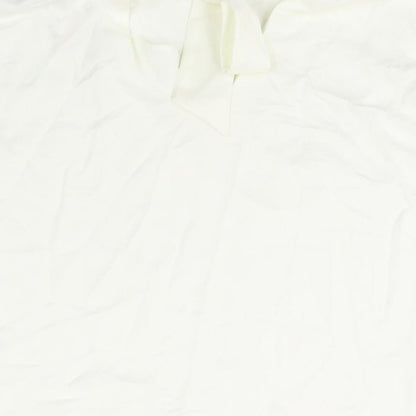 Zara Womens Ivory Polyester Basic Blouse Size L Cowl Neck