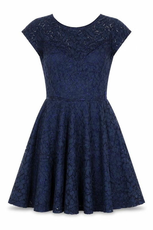 Mela Loves London Womens Blue Polyester Fit & Flare Size 10 Round Neck Pullover