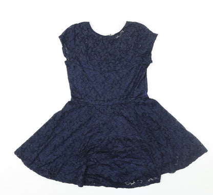 Mela Loves London Womens Blue Polyester Fit & Flare Size 10 Round Neck Pullover