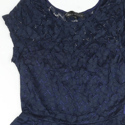 Mela Loves London Womens Blue Polyester Fit & Flare Size 10 Round Neck Pullover