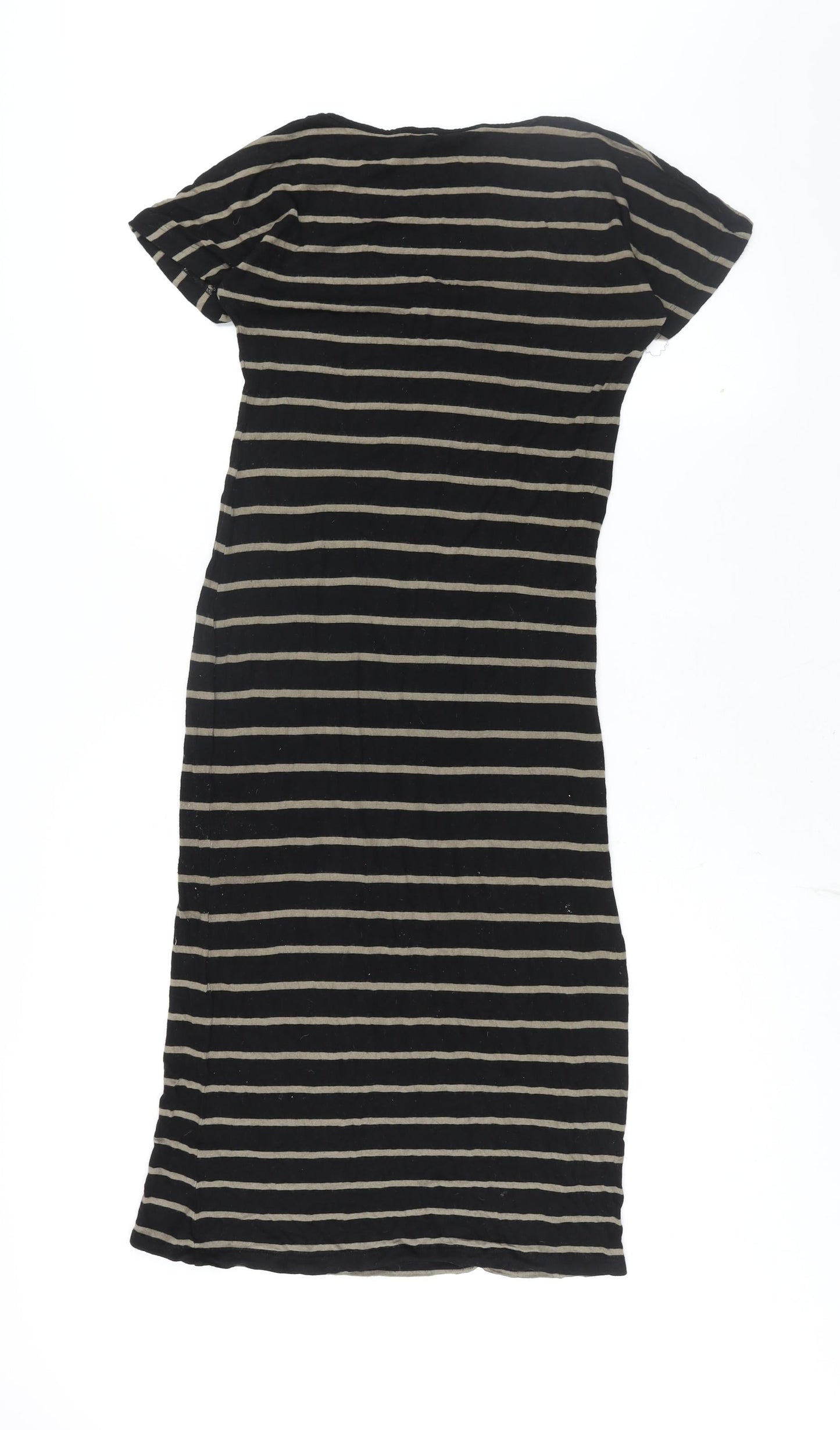 Monsoon Womens Black Striped Viscose Shift Size 10 Round Neck Pullover