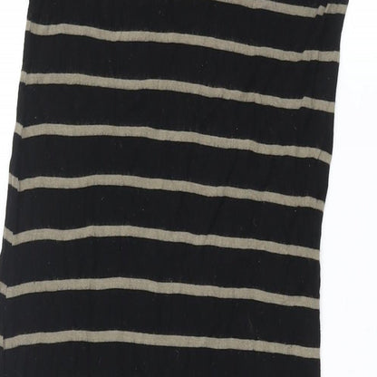 Monsoon Womens Black Striped Viscose Shift Size 10 Round Neck Pullover
