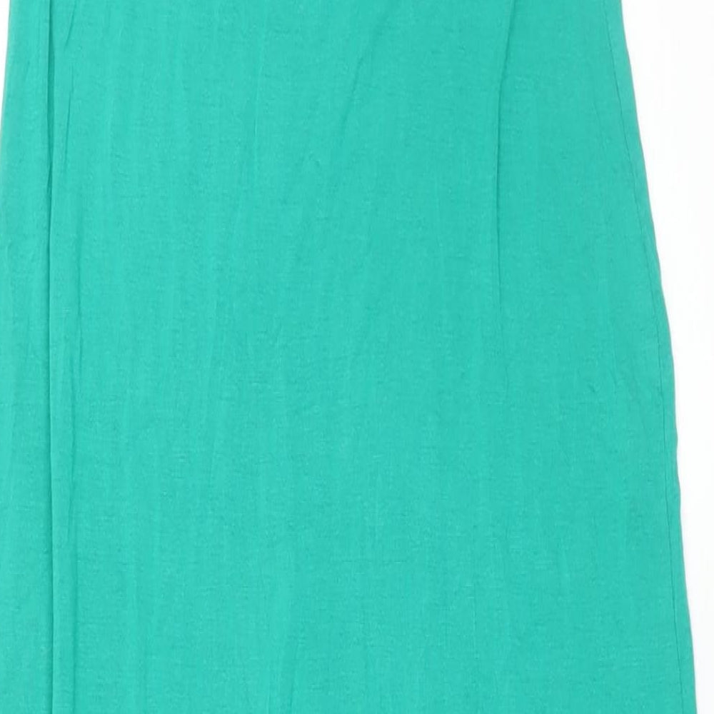 PRETTYLITTLETHING Womens Green Viscose Maxi Size 14 Halter Tie - Backless