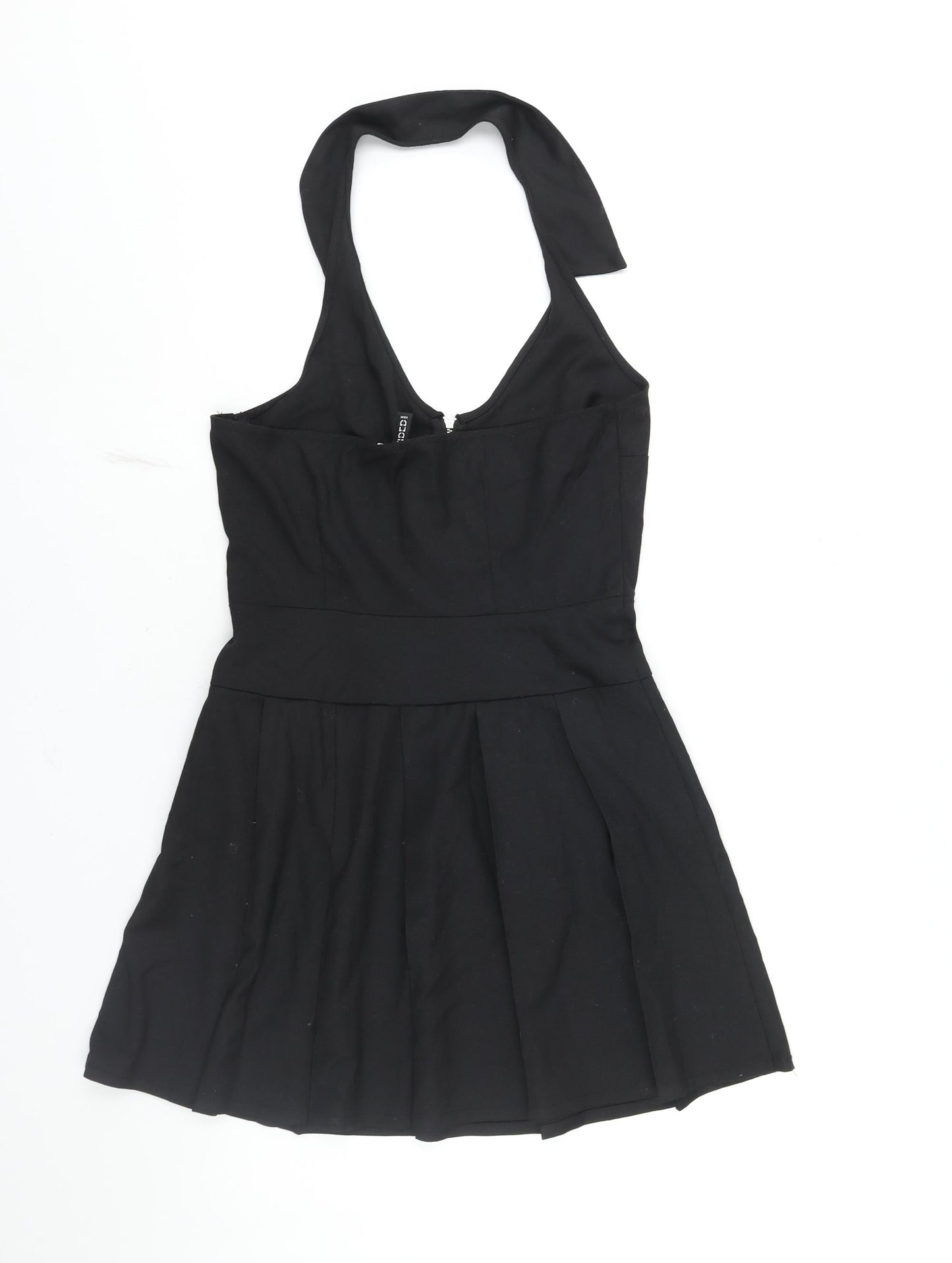 Divided by H&M Womens Black Polyester Shift Size 12 Halter Zip - Pleated