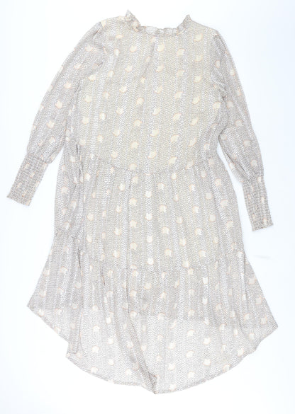 CULTURE Womens Beige Geometric Polyester Shift Size M V-Neck Pullover