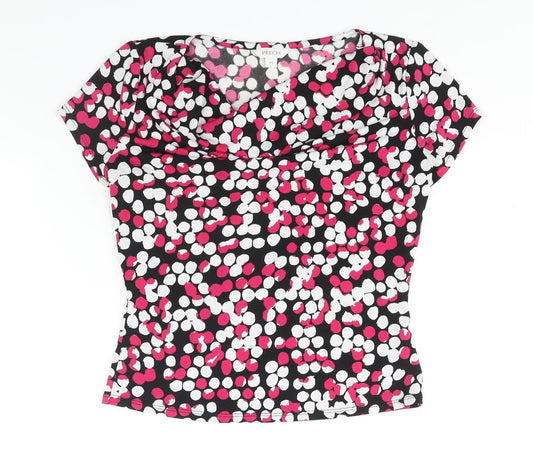 Precis Womens Multicoloured Geometric Polyester Basic Blouse Size XS Cowl Neck