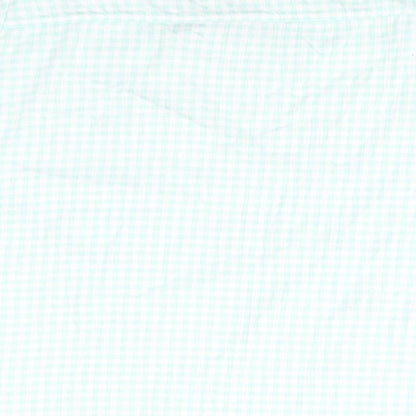 Lands' End Womens Green Check Cotton Basic Blouse Size M Square Neck