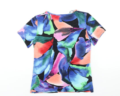 Autonomy Womens Multicoloured Geometric Polyester Basic T-Shirt Size 12 Round Neck