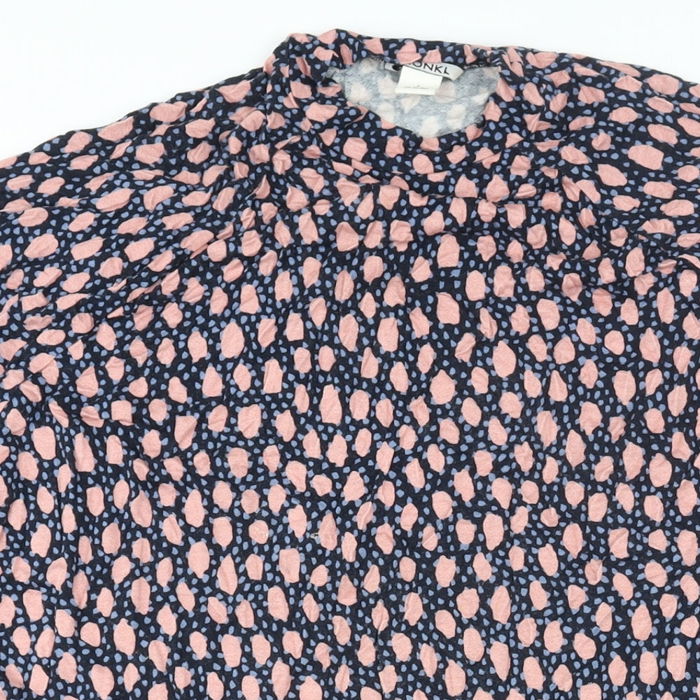 Monki Womens Multicoloured Geometric Viscose Shift Size S Mock Neck Pullover