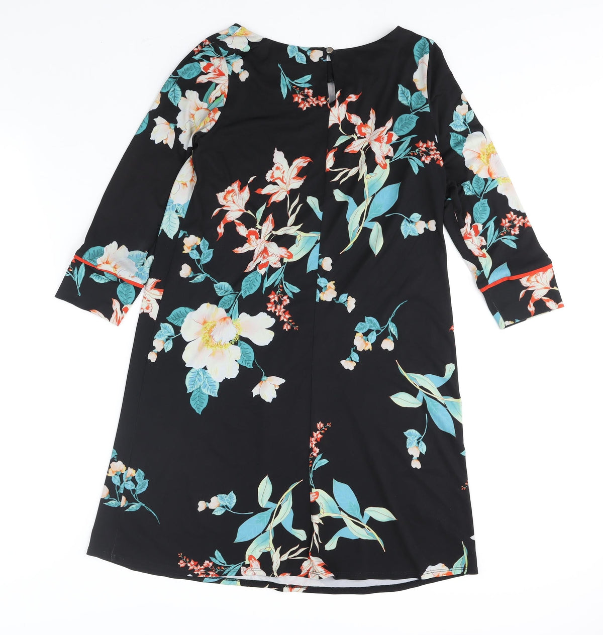 Wallis Womens Black Floral Polyester Shift Size 8 Round Neck Pullover