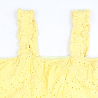 New Look Womens Yellow Cotton Camisole Blouse Size 12 Square Neck