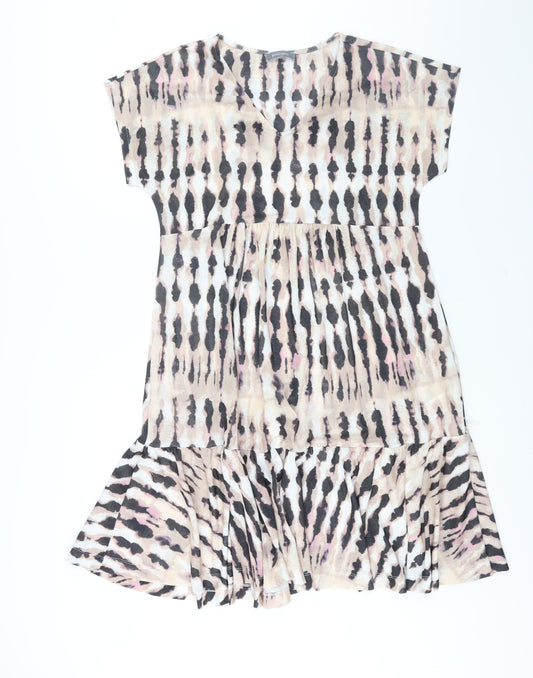 Principles Womens Multicoloured Geometric Polyester Shift Size 10 V-Neck Pullover - Smocked