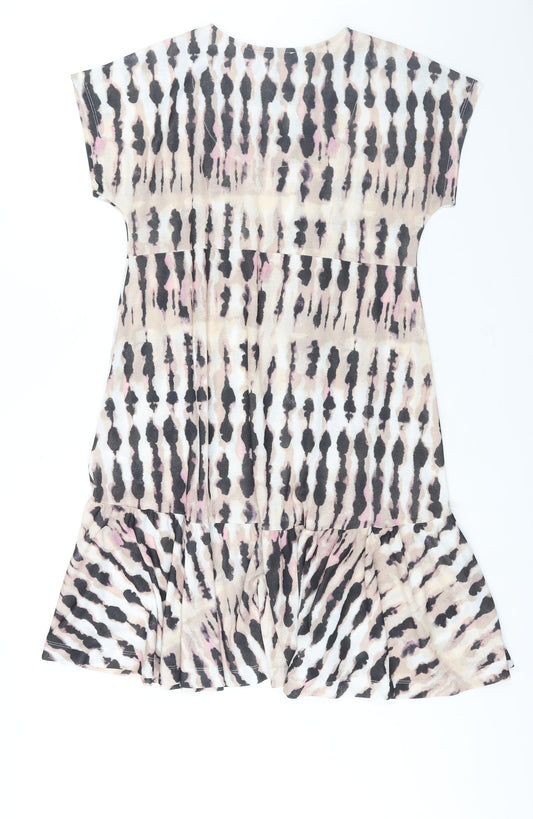 Principles Womens Multicoloured Geometric Polyester Shift Size 10 V-Neck Pullover - Smocked