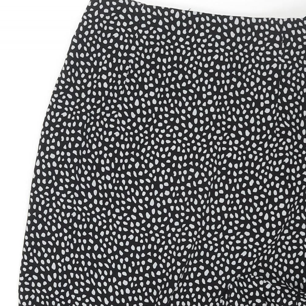 NaaNaa Womens Black Polka Dot Polyester A-Line Skirt Size 8 Zip - Asymmetric Hem Frill