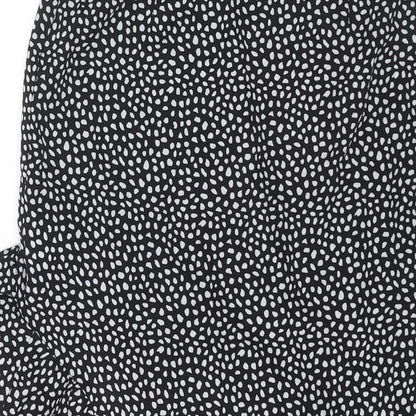 NaaNaa Womens Black Polka Dot Polyester A-Line Skirt Size 8 Zip - Asymmetric Hem Frill