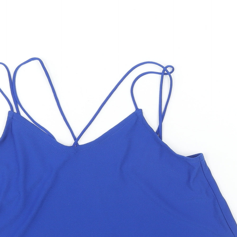 New Look Girls Blue Polyester Camisole Blouse Size 10-11 Years V-Neck Pullover