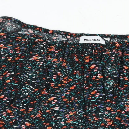 Weekday Womens Multicoloured Floral Viscose Basic Blouse Size XS Boat Neck