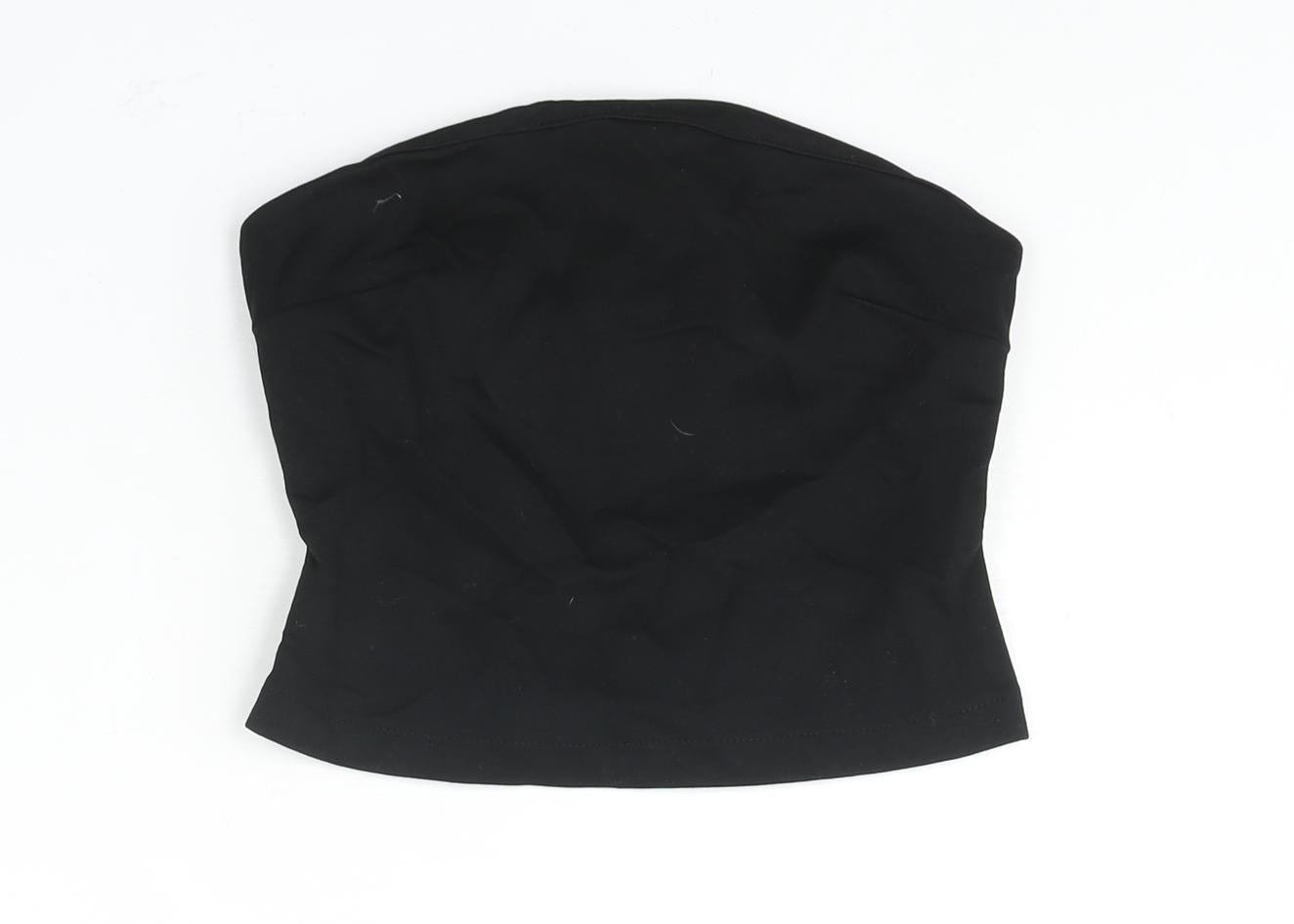 Womens UK Size S Zara Black Cropped Blouse