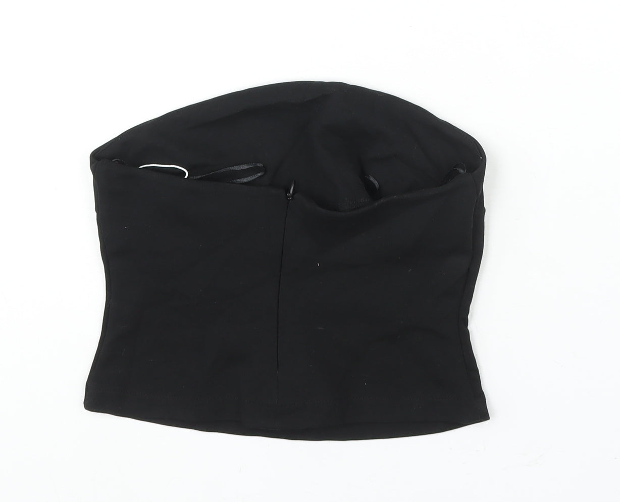 Womens UK Size S Zara Black Cropped Blouse