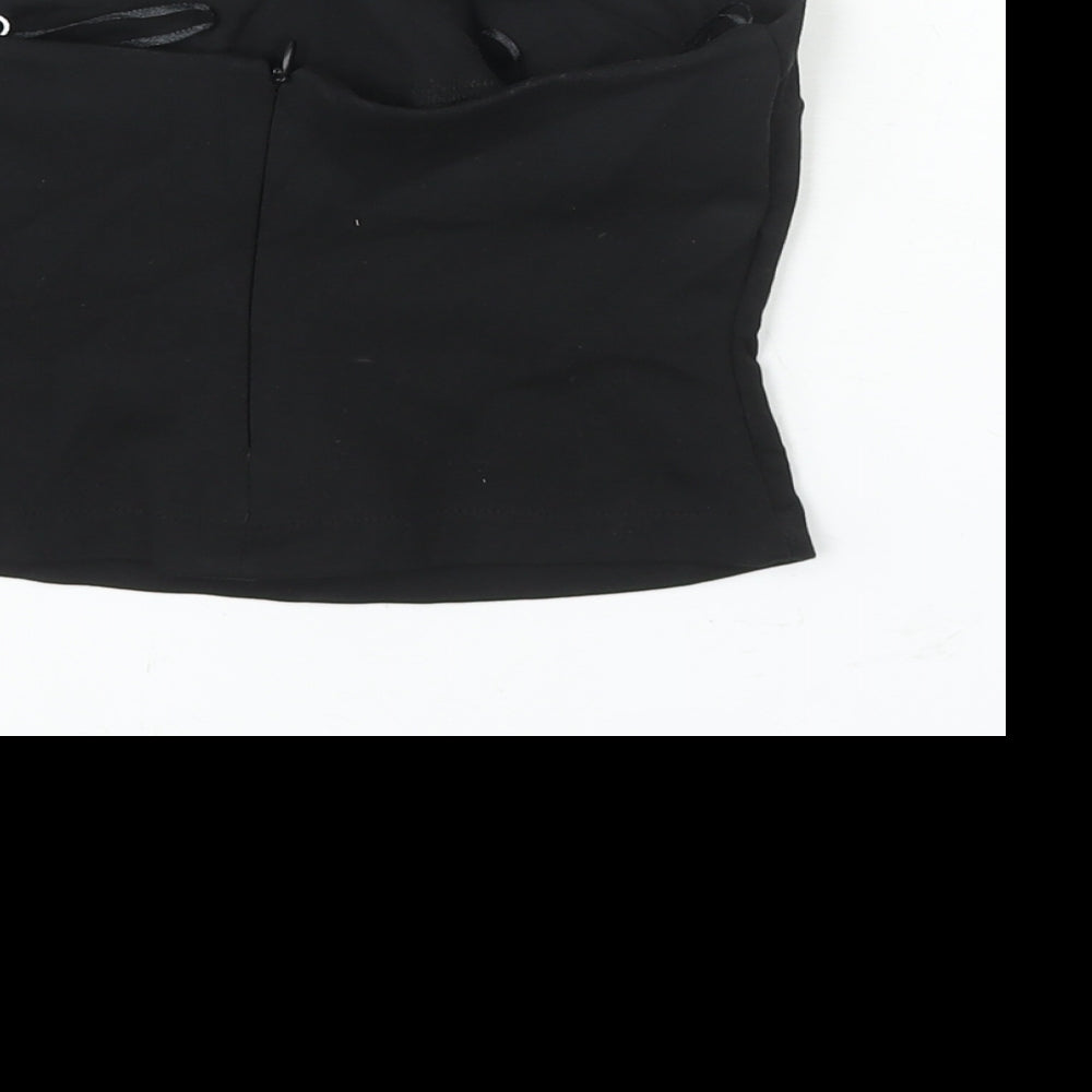 Womens UK Size S Zara Black Cropped Blouse