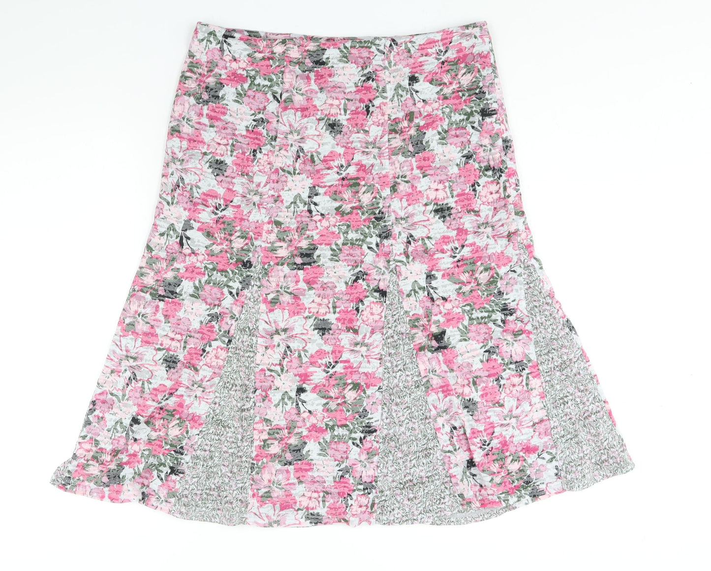 Cotton Traders Womens Multicoloured Floral Polyester A-Line Skirt Size 16